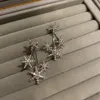 Dangle Küpeler Avize Koreli Parlak Yıldız Snowflake Kadınlar Hayalleri Kar Zirkon Kolye Tatlı Kızlar Gösteri Partisi Ziyafet Kulağı Jewelrydangle