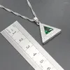 Ketting oorbellen set vrouwen zilveren geometrische groene witte semi-legale hanger uitgestrekt armbandring verjaardag cadeau