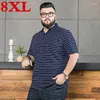 Polo da uomo 2023 di alta qualità Plus Size 8XL Fashion Gessato Polo da uomo Abbigliamento di marca Manica corta Uomo Casual