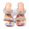 Pantoufles printemps été chaussures dame en plein air Sexy sandales confortables femme mode strass talon haut femmes Cx523