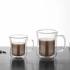 Wine Glasses Heat Resistant Transparent Double Wall Glass Coffee/Tea Cups And Mugs Travel With Handle Drinking S GRSA889