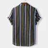 Camisetas masculinas Kancoold Men T-shirt Stripe de manga curta Botões soltos Botões Hawaiian Casual Top Summer Chic Blouse 2023 Camisas de praia