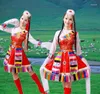 Stage Wear 4 pezzi Cintura vestito Headwaer Scarpe Costume da ballo tibetano Donne Nazione cinese Vestiti Costumi mongoli femminili 18