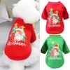 Vestido de cachorro natal catroon padrão macacão camisa roupas de pijamas de pijamas para pequenas roupas de natal médio s-xxl