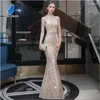 Partykleider DEERVEADO Prom Frauen Elegante Meerjungfrau Pailletten Hochzeit Lange Perlen Schulterfrei Abendkleid 2023