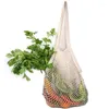 Storage Bags Portable Reusable Shopping Fruit Vegetable Washable Cotton Mesh String Organizer Openwork Weave Grocery Handbag Net Tote