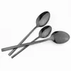 Dinnerware Sets Black Stainless Steel Set Knife Dessert Fork Tea Spoon Tableware Mirror Cutlery Kitchen Flatware Silverware