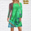 Vestidos casuais Autumn Winter Women's Redond Size Loose Dress Dress Fashion Design impresso Salia esbelta todos os dias de manga longa MIDI