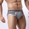 Underpants 3pcs/lot Brave Person High Quality Sexy Underwear Men's Cotton Striped Briefs Men Wide Belt