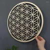 Bordmattor Sacred Geometry Flower of Life Energy Mat Wood Slice Bas Purification Crystals Healing Disc as for Home Wall Decor