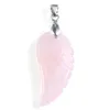 Pendanthalsband naturliga rosa kvarts färgglada sten ängelvinge rock kristall charm för opalit opal bröllop dekoration juvelrypendant gudl22