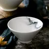 Cuencos Tazón de fideos de cerámica japonés, ensalada de arroz con carne comercial creativa, vajilla Retro pintada a mano para el hogar CN(Origin)