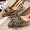 Dress Shoes Pumps Women Crystal Buckle Wedding Bride Elegant Fetish High Heels Tacones Altos Mujer Pointed Toe