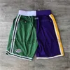 Team Basketball Shorts Just Don Retro Floral Edition City Version Serpentine Wear Sport Pant med fickdragare Sweatpants Hip Pop Green