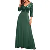 Robes décontractées Femmes Deep V Neck Mid Mancheve Prom Prom Semelled Murffon A Line Formel Night Robe Cocktail Celebrity Party