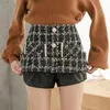 Skirts Tweed Women Autumn Winter Button Mini Pencil Plaid Wool Korean High Waist Elegant Skirt Lady