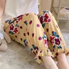 Dames slaapkleding vrouwen katoenen print slaapbodems knop volledige lengte pyjama's broek elastische taille zomer casual pyjama broeken een maat huis