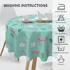 Table Cloth Pink Flamingo Round Tablecloth Summer Tropical Cover With Waterproof Wrinkle Resistant For Home Kitchen Indoor