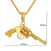 Pendant Necklaces Black/Gold Revolver Gun & Pendants 4Size Stainless Steel Chain Hip Women Men Jewelry Wholesale Erkek Kolye XL731Pendant Go