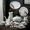 Ensembles de vaisselle plats et assiettes ensemble vaisselle en céramique ménage Jingdezhen porcelaine bol à nouilles cadeaux d'entreprise