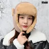 Bérets Ski Cap Bomber Chapeau Femmes Lei Feng Pour Cyclisme Hiver Chaud Ushanka Russe Earflap Bonnet Fausse Fourrure Trappeur