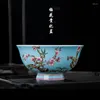 Bowls Enamel Single Bowl Chinese Style Retro Flower Bird Pattern Jingdezhen Fine Bone China Ceramic Tableware