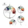 Ciondoli 7 Chakra Stone Tree of Life Pendenti avvolti in filo fatti a mano per la moda Accessori per gioielli fascino a colori Accessori Wholesalez Dropliv Dh0xm