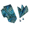 Bow-slipsar SN-1642 Designer för män Silkens halskläder Grön Jacquare Woven Släpp Floral Formal Tie Pocket Square Cufflinks Set Dis