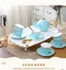 Cups Saucers & Royal Ceramic Coffee Cup Saucer Set Luxury Creative Chinese Blue Bone China Porcelain Spoon Simple Xicaras De Cafe Tea 6