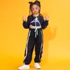 Bühnenkleidung Kpop Mädchen Jazz Dance Kostüm Lange Ärmel Nabel Tops Jogginghose Hip Hop Kinder Kleidung Straße Outfit Gruppe Show Anzug BL9700