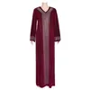 Ethnic Clothing Women Velour Muslim Abaya Dubai Turkish Kaftan Robe Rhinestone Cardigan Flare Sleeve Long Dresses Moroccan Boubou