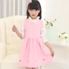 Girl Dresses Girls Pure Cotton Princess Dress Spring en herfst lange mouwen kleur bijpassende marineblauw roze 4-12 leeftijden