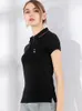 Frauen Polos Sommer Frauen Stickerei Hemd Casual Damen Kurzarm Baumwolle T-Shirt Polo Femme Schwarz Dame Tops T