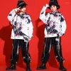 Stage Wear Kids Teenage ShowOutfits Hip Hop Danicng Clothing Tie Dye Hoodie Cargo Pants For Girls Jazz Dance Costumes Street Clothes