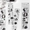 Gift Wrap Vintage Aesthetic Stickeres Scrapbooking Supplies Black Transparent PET Sticker Foods Life Style Junk Journal Diary Decoration