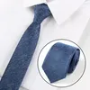 Bow Ties Men's Brand Fashion Striped 7cm Width Neck Tie Navy Blue Wine Red Work Professional For Men Pack With Gift Box