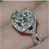 حلقات الكتلة choucong المجوهرات العتيقة 5A Zircon Stone 925 Sterling Silver Engagement Leats SZ 5-11 GiftCluster Brit22