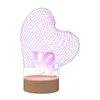 Luci notturne Regalo di San Valentino Lampada 3D Acrilico Usb Led Light Party Decorazione di nozze Cuore Regali di compleanno Decorazioni per la casa