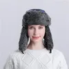 Berets Women Thicker Plaid LeiFeng Hat Earflap Cap Men Bomber Winter Warm Russian Fur Outdoor Cycling Windproof Ski Snow