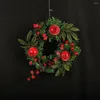 クリスマスの装飾ザクロの花輪の花輪の植物相をドアの窓の装飾のためにぶら下げてシミュレートする