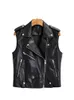 Women's Leather & Faux Ailegogo Spring Autumn Women Sleeveless Soft Jacket Moto Biker Female Slim Fit Zipper Pu Vest Black OutwearWomen's