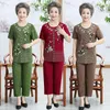 Women's Tracksuits Middle Aged Grandma Costume Summer 2 Piece Set Womens Short Sleeve T-shirt Pant Suit Women's Large Size Loose