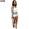 Tracksuits voor dames Vazn Aankomst 2023 Zomer 3Colors Sexy Beach Lady Set Kort mouw kleurrijke High Street Special 2 Pieces