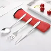 Dinnerware Sets 3PCS Stainless Steel Cutlery Set Portable Spoon Fork Knife Travel Picnic Western Tool Kitchen Accessories For Home Outdoors