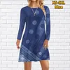 Robes décontractées automne hiver femmes col rond taille ample robe Design de mode imprimé jupe mince tous les jours à manches longues Midi