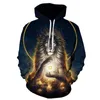 Men's Hoodies 2023 Hip Hop Sweatshirt 3D Printing Flame Tiger Lion Hooded Pullover S-6XL Unisex