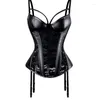 Shapers feminino Sexy Corset Lingeries Pu couro Korse Suspender Gorset Copo acolchoado Korseplus Tamanho de renda Bustier Night Club Wear Corselet Sexi