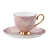 Servis uppsättningar Nordic Light Luxury Marbled Bone China Table Provis EL Western Dinner Plate Steak Coffee Cup Saucer Spoon Dish Set