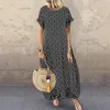 Party Dresses 2023 Summer Bohemian Dress Women's Retro o-hals Long Maxi Casual Polka Dot Fixed Beach Robe