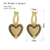 Hoop Earrings Gorgeous Gold Color Plating Textured Heart Charm For Women Vintage Bohemia Elegant Modern Chic Jewelry Accessory